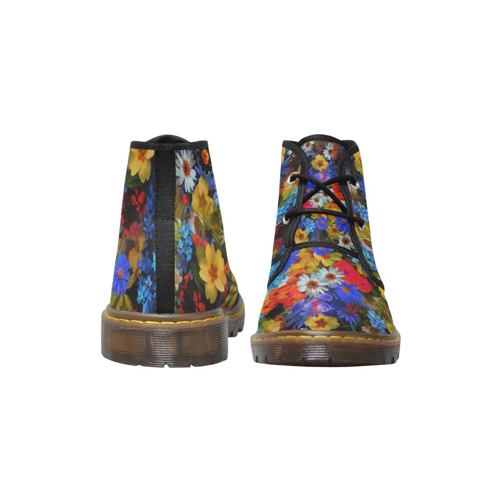 FLORAL DESIGN 13 Women's Canvas Chukka Boots/Large Size (Model 2402-1)