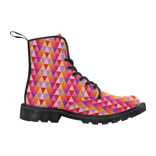 Triangle Pattern - Red Purple Pink Orange Yellow Martin Boots for Men (Black) (Model 1203H)