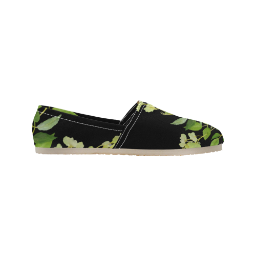 Yellow tiny flower with shadow- floral watercolor Women's Classic Canvas Slip-On (Model 1206)