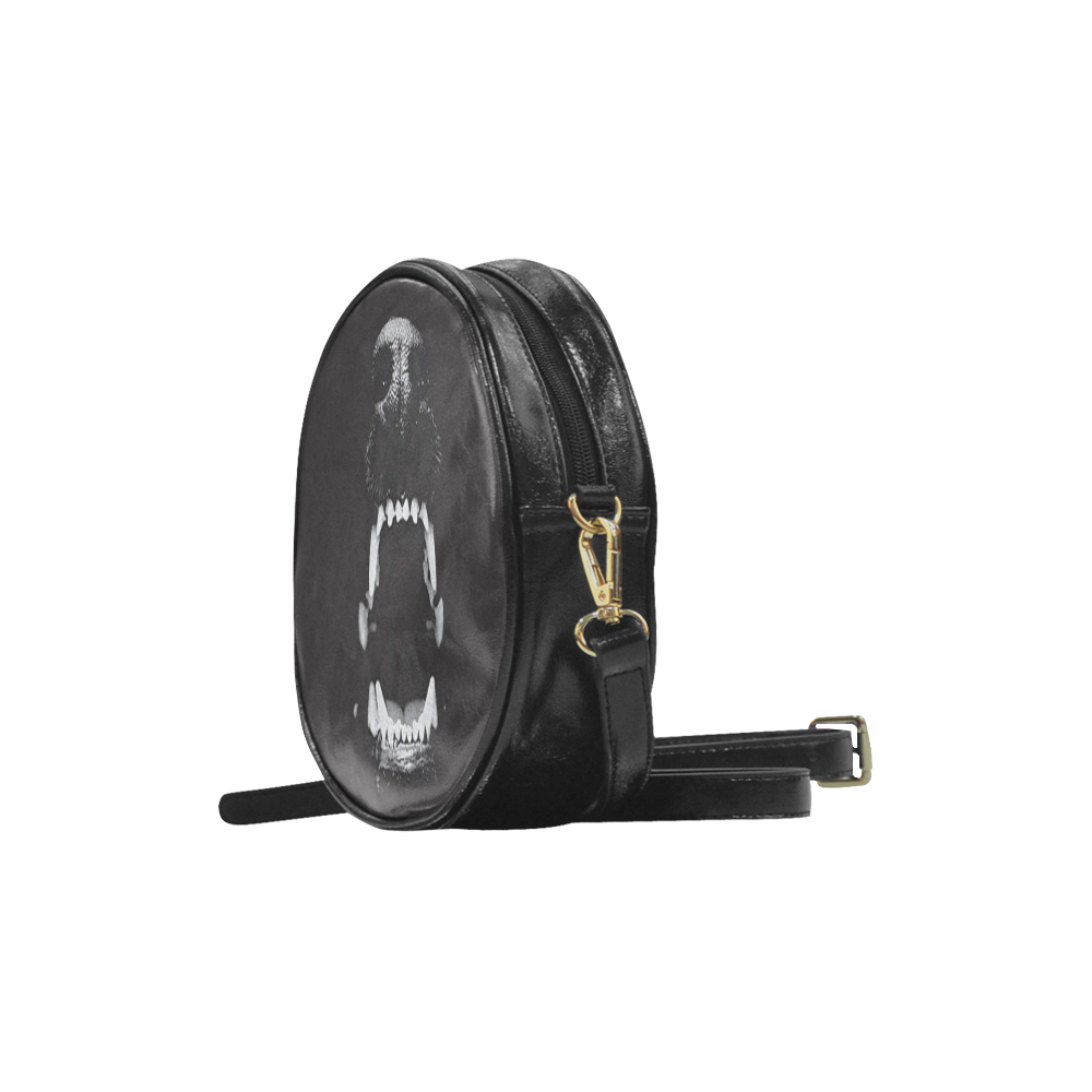 Gothic Hell Hound Leather Darkstar Round Sling Bag (Model 1647)