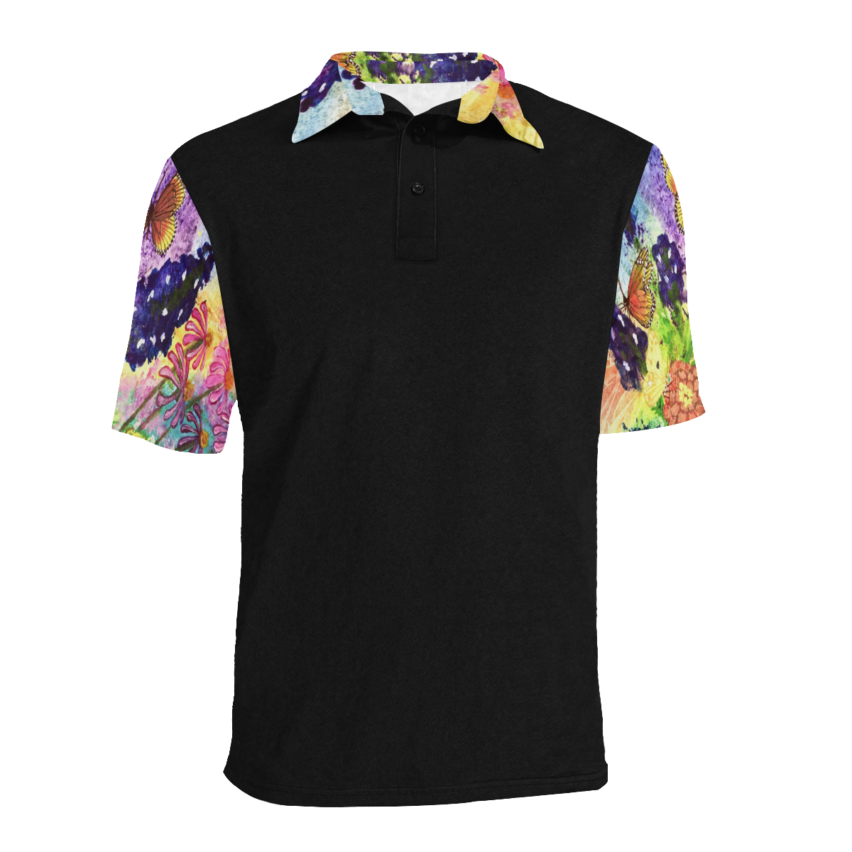 Bluebonnet Bouquet Collar & Sleeves Men's All Over Print Polo Shirt (Model T55)