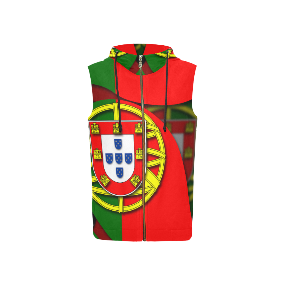 The Flag of Portugal All Over Print Sleeveless Zip Up Hoodie for Women (Model H16)