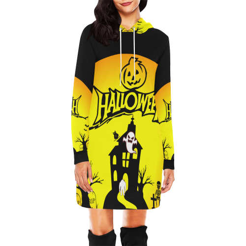 Halloween Night All Over Print Hoodie Mini Dress (Model H27)