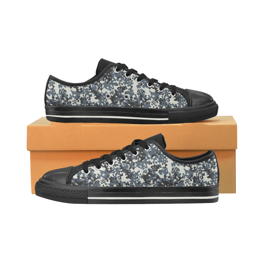 Urban City Black/Gray Digital Camouflage Women's Classic Canvas Shoes (Model 018)
