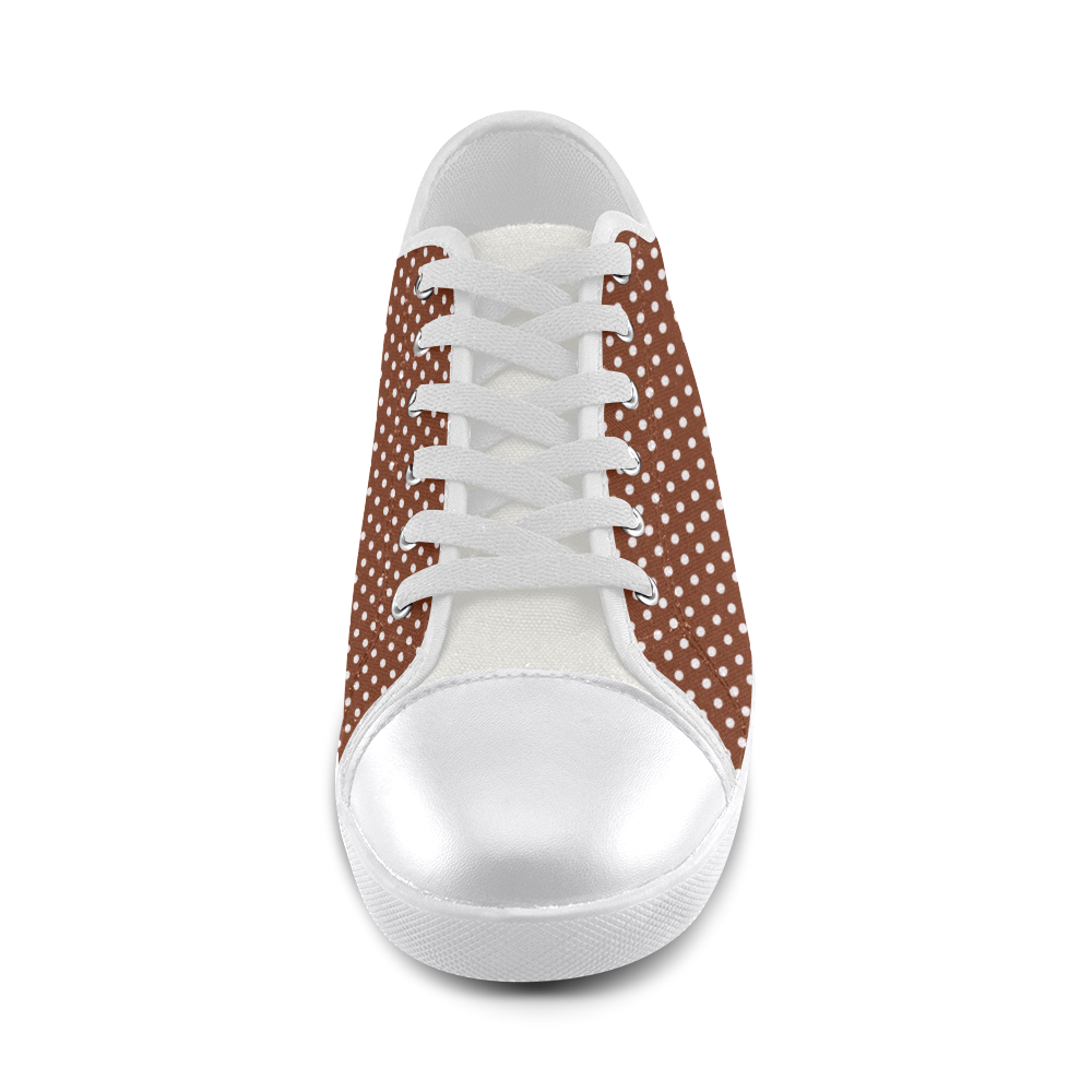 Brown polka dots Canvas Shoes for Women/Large Size (Model 016)