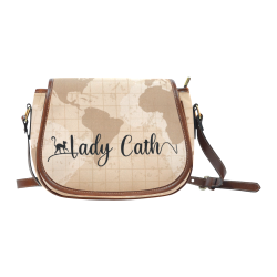 Lady Cath Logo World Map Saddle Bag/Small (Model 1649) Full Customization