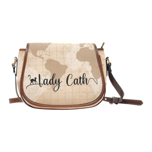 Lady Cath Logo World Map Saddle Bag/Small (Model 1649) Full Customization
