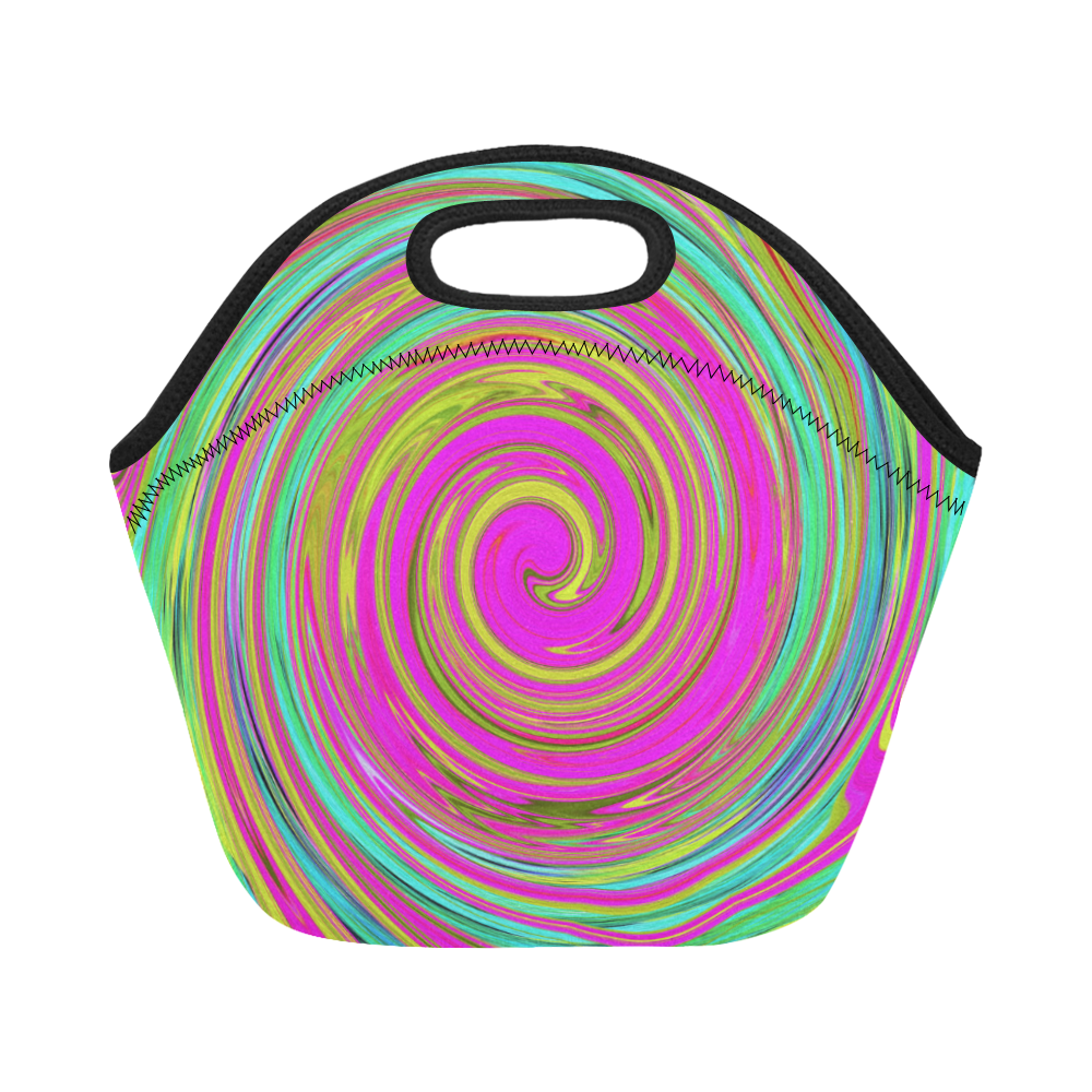 Groovy Abstract Pink Swirl Neoprene Lunch Bag/Small (Model 1669)