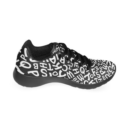 Alphabet Black and White Letters Men's Running Shoes/Large Size (Model 020)