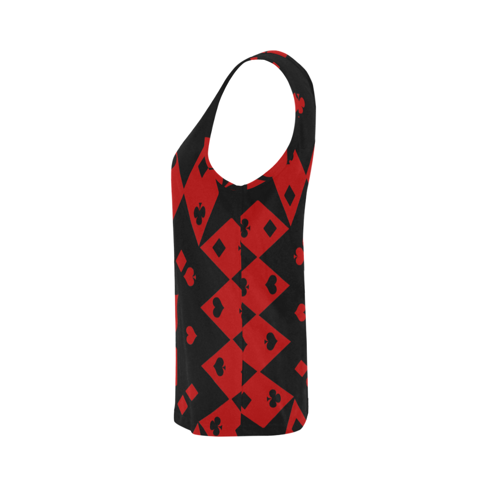 Black and Red Playing Card Shapes All Over Print Tank Top for Women (Model T43)