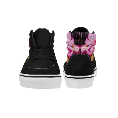 Pink flower color splash, floral watercolor Women's High Top Skateboarding Shoes (Model E001-1)