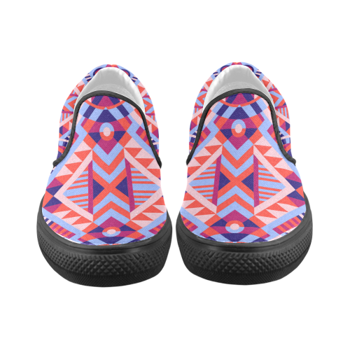 Modern Geometric Pattern Men's Unusual Slip-on Canvas Shoes (Model 019)