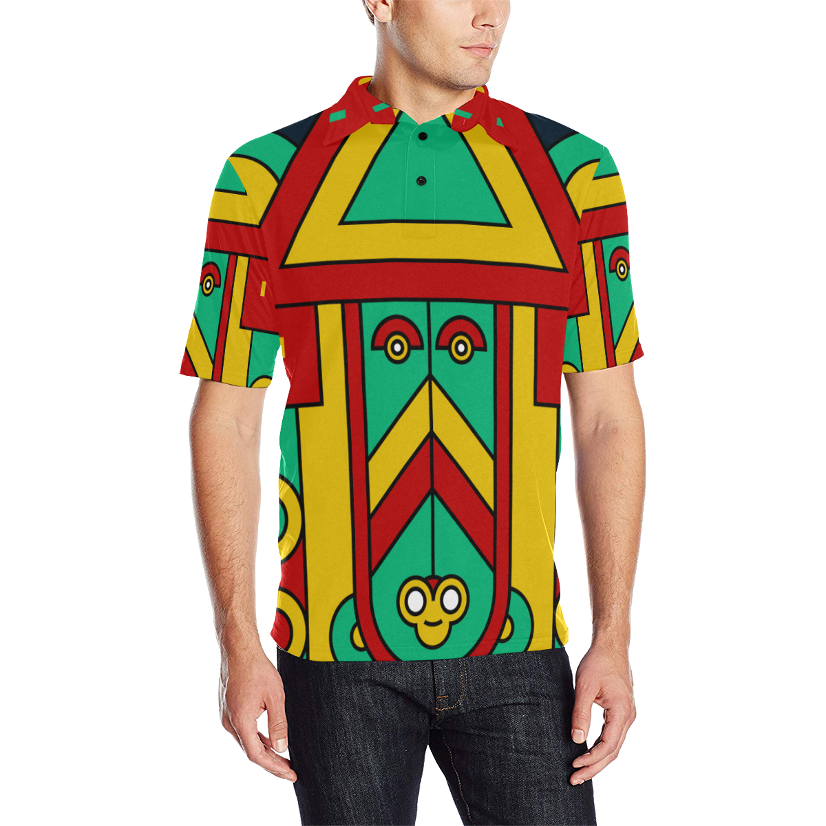 Aztec Spiritual Tribal Men's All Over Print Polo Shirt (Model T55)