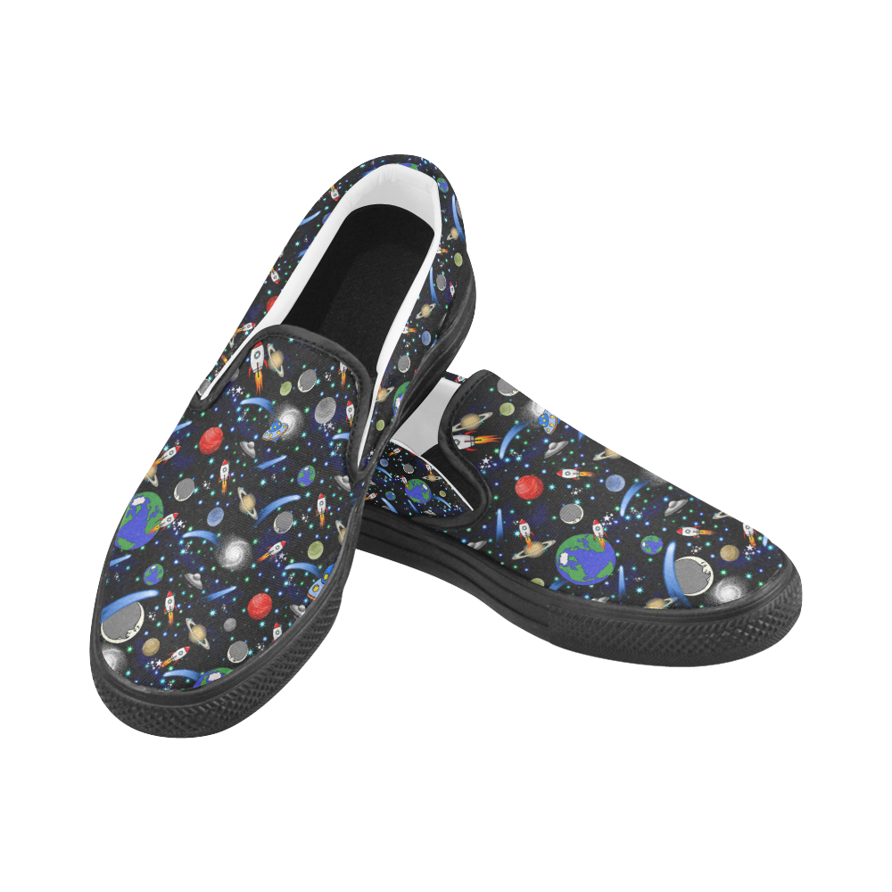 Galaxy Universe - Planets, Stars, Comets, Rockets Men's Unusual Slip-on Canvas Shoes (Model 019)