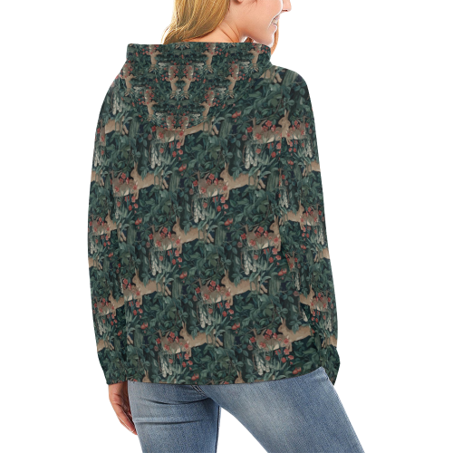 Bunny medieval tapestry All Over Print Hoodie for Women (USA Size) (Model H13)