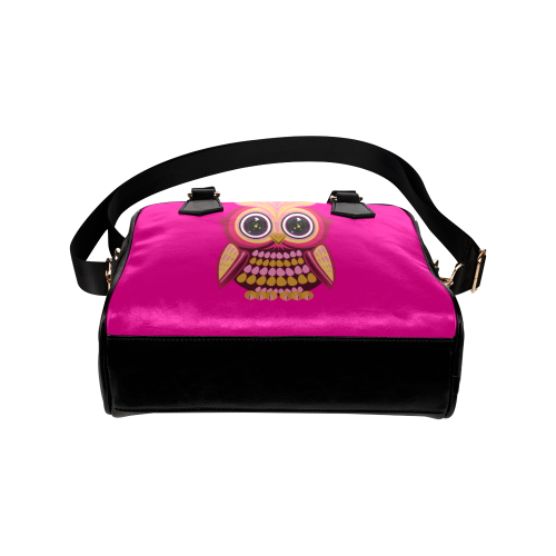 Star Eye Owl - Pink Orange Shoulder Handbag (Model 1634)