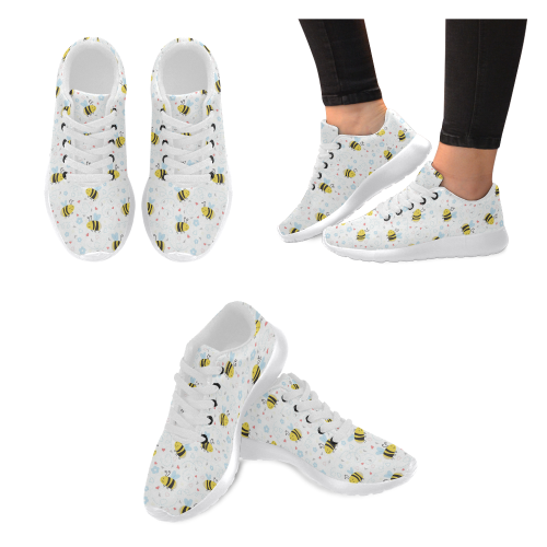 Cute Bee Pattern Women’s Running Shoes (Model 020)