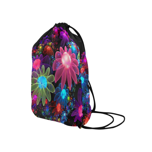 3D Color Flowers 1 Medium Drawstring Bag Model 1604 (Twin Sides) 13.8"(W) * 18.1"(H)