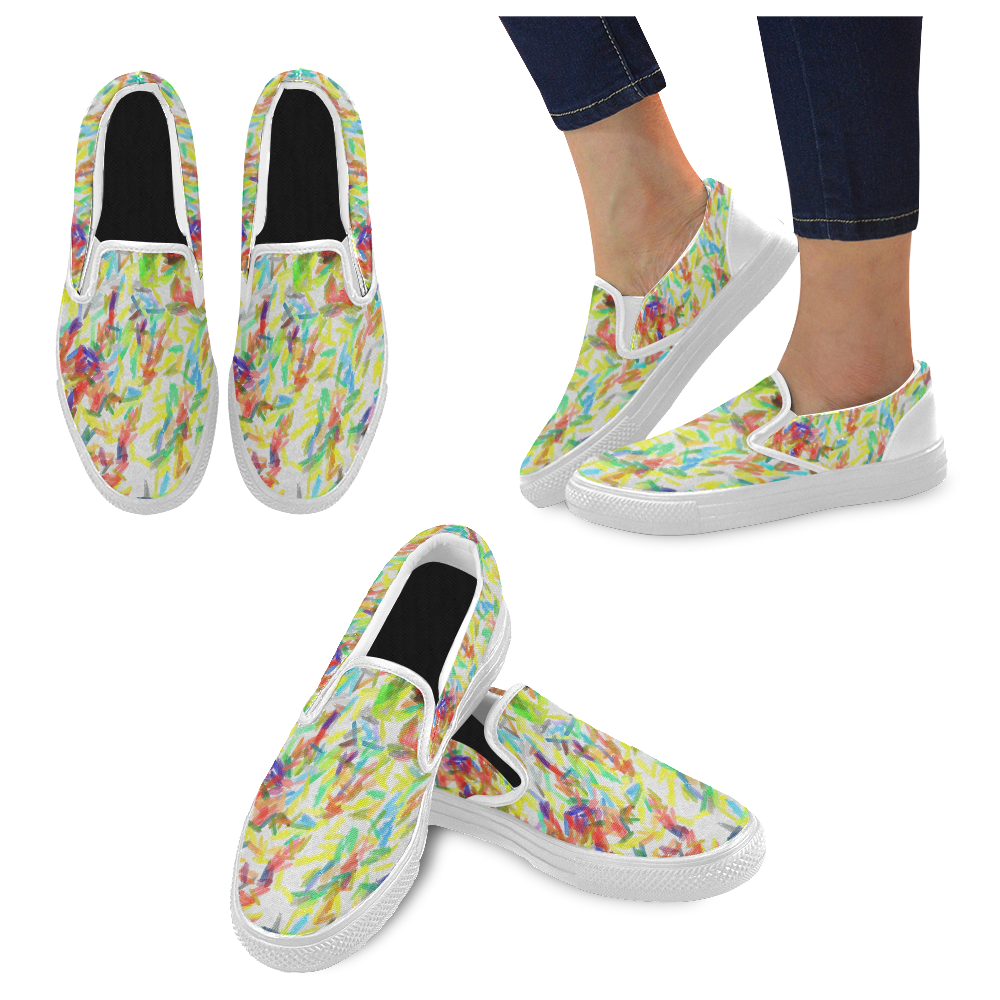 Colorful brush strokes Men's Unusual Slip-on Canvas Shoes (Model 019)