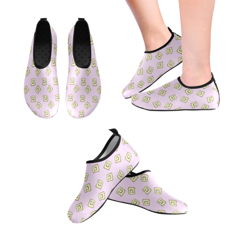 happy toast pink Women's Slip-On Water Shoes (Model 056)