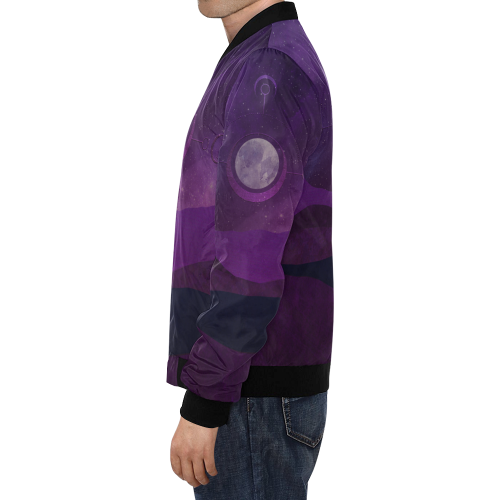 Purple Moon Night All Over Print Bomber Jacket for Men/Large Size (Model H19)