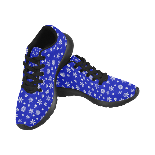 Christmas White Snowflakes on Blue Women’s Running Shoes (Model 020)