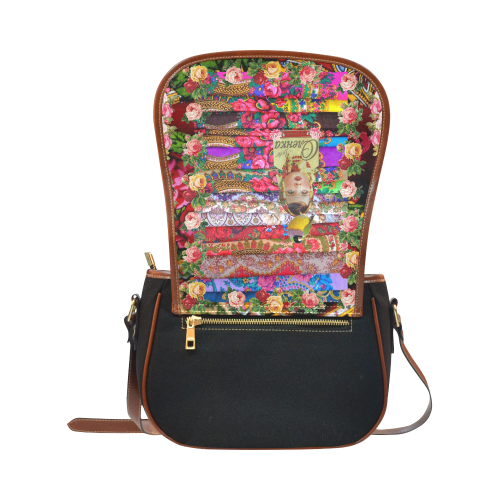 Flower Child Saddle Bag/Small (Model 1649)(Flap Customization)