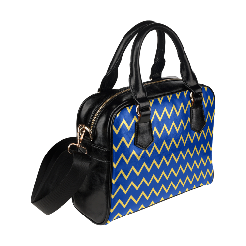 Chevron Jaune/Bleu Shoulder Handbag (Model 1634)