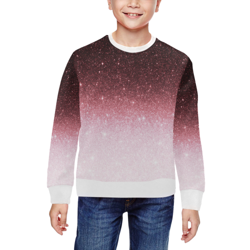 rose gold Glitter gradient All Over Print Crewneck Sweatshirt for Kids (Model H29)