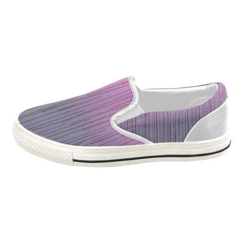 Design shoes pink lines Women's Slip-on Canvas Shoes (Model 019)