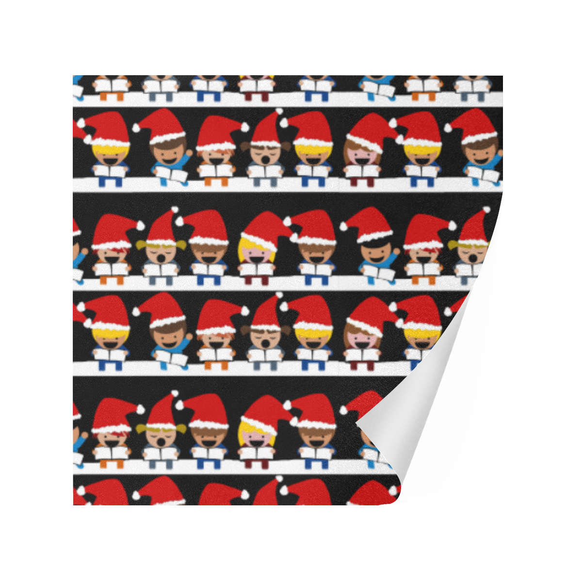 Christmas Carol Singers on Black Gift Wrapping Paper 58"x 23" (2 Rolls)
