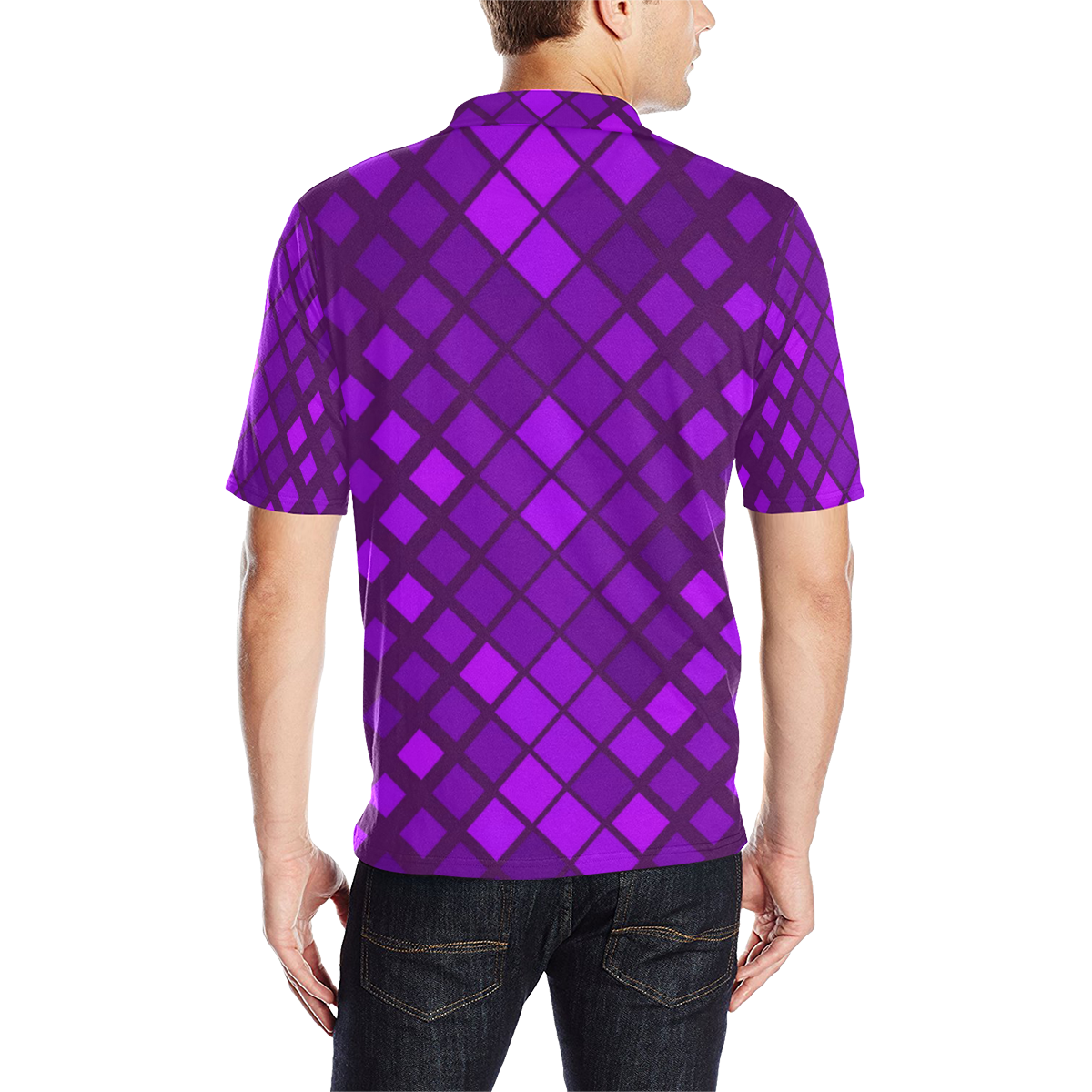 Purple Boxes Men's All Over Print Polo Shirt (Model T55)