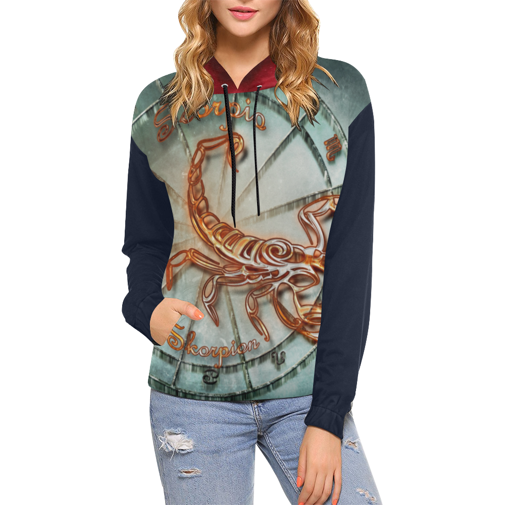 scorpio green All Over Print Hoodie for Women (USA Size) (Model H13)