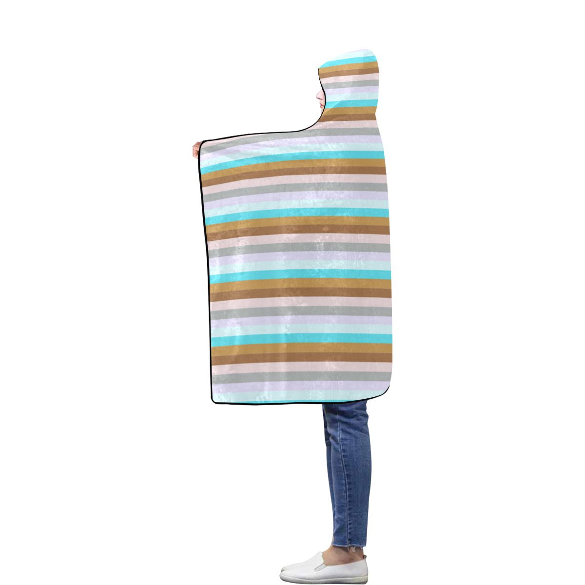 Fun Stripes 5 Flannel Hooded Blanket 40''x50''