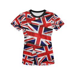 Union Jack British UK Flag All Over Print T-shirt for Women/Large Size (USA Size) (Model T40)