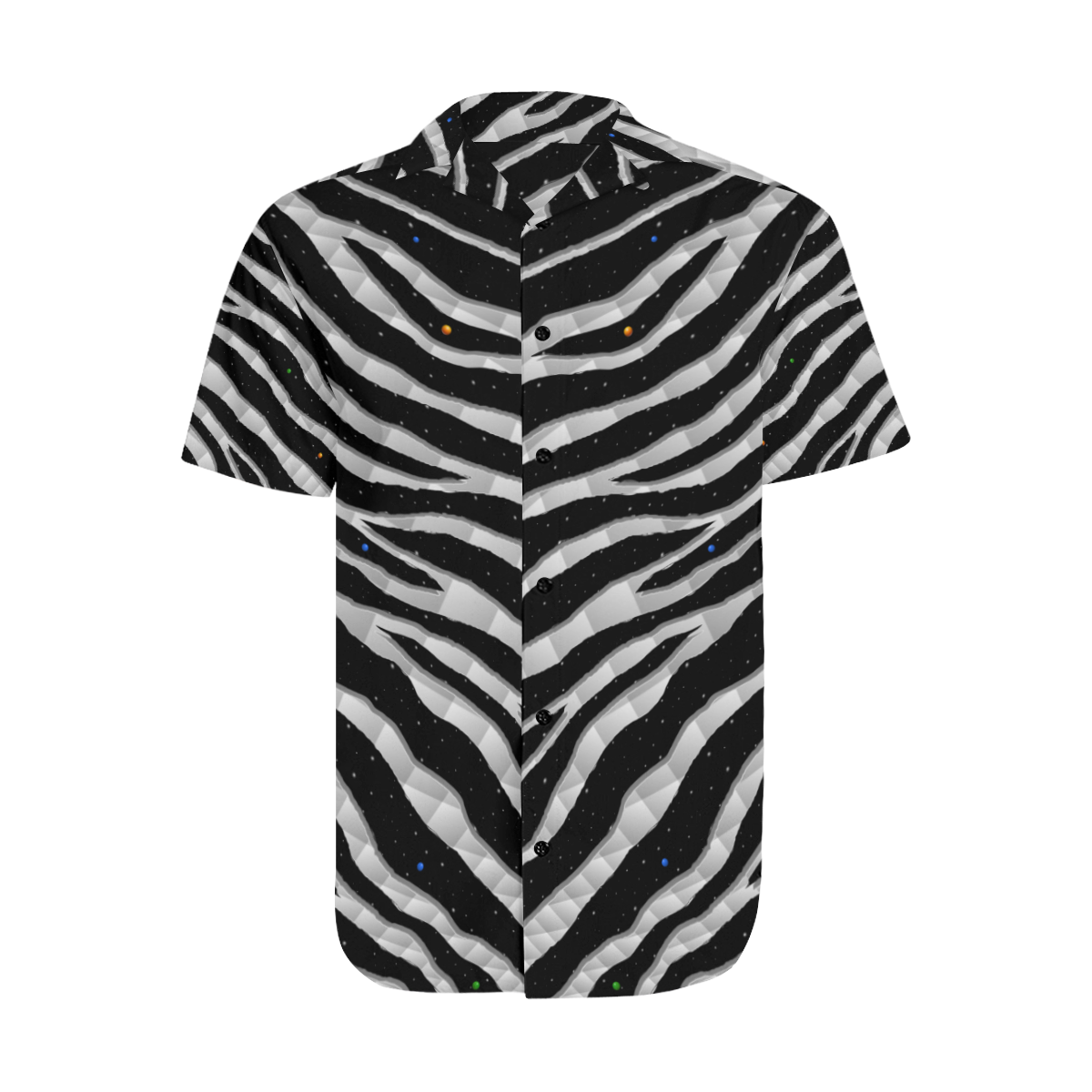 Ripped SpaceTime Stripes - White Men's Short Sleeve Shirt with Lapel Collar (Model T54)