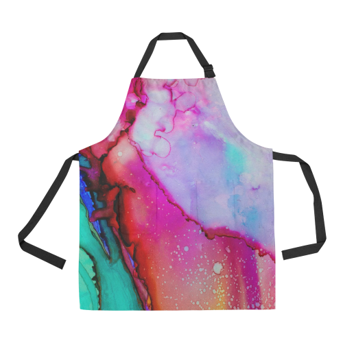Red purple green ink All Over Print Apron
