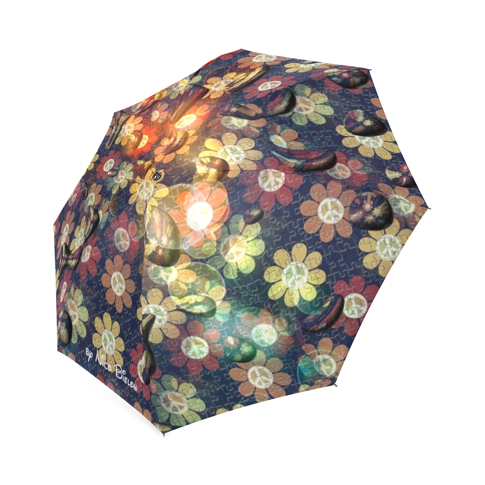 Flower of Power by Nico Bielow Foldable Umbrella (Model U01)