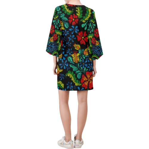 MosaicArt tropic floral by JamColors Bell Sleeve Dress (Model D52)
