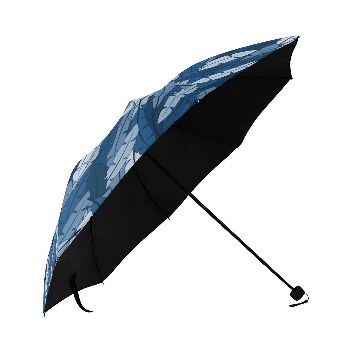 Classic Blue Umbrella overlapped feathers Anti-UV Foldable Umbrella (U08)
