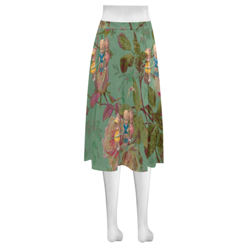 Hooping in The Rose Garden Mnemosyne Women's Crepe Skirt (Model D16)