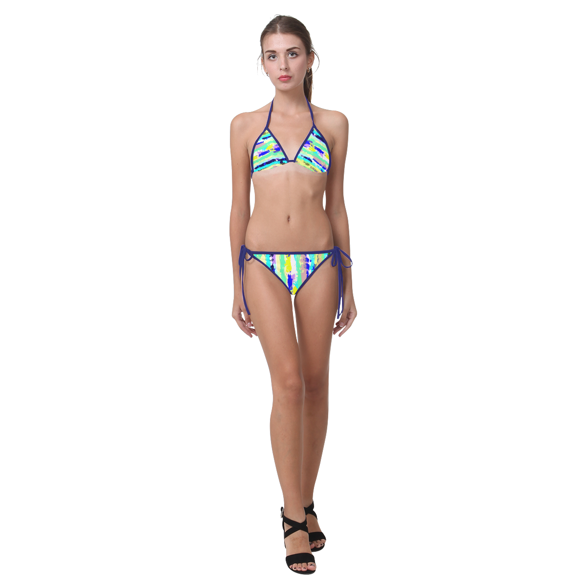 Blue Stripes Custom Bikini Swimsuit (Model S01)