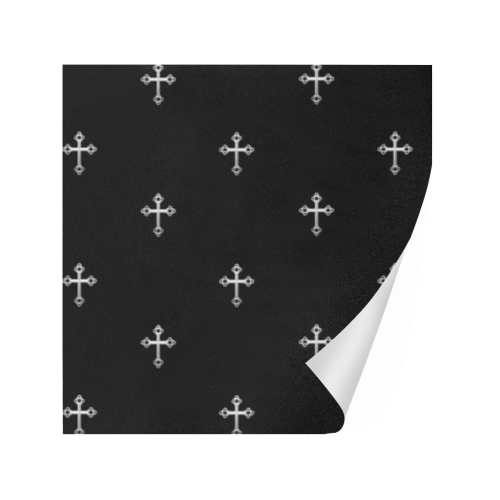 FAITH: Silver Crosses on Black Gift Wrapping Paper 58"x 23" (1 Roll)