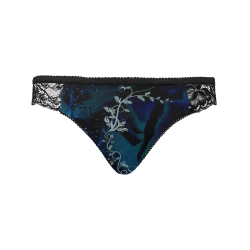 Floral design, blue colors Women's Lace Panty (Model L41)