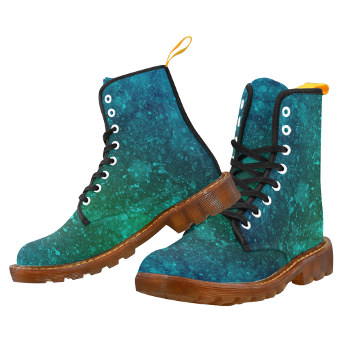 Blue and Green Abstract Martin Boots For Men Model 1203H