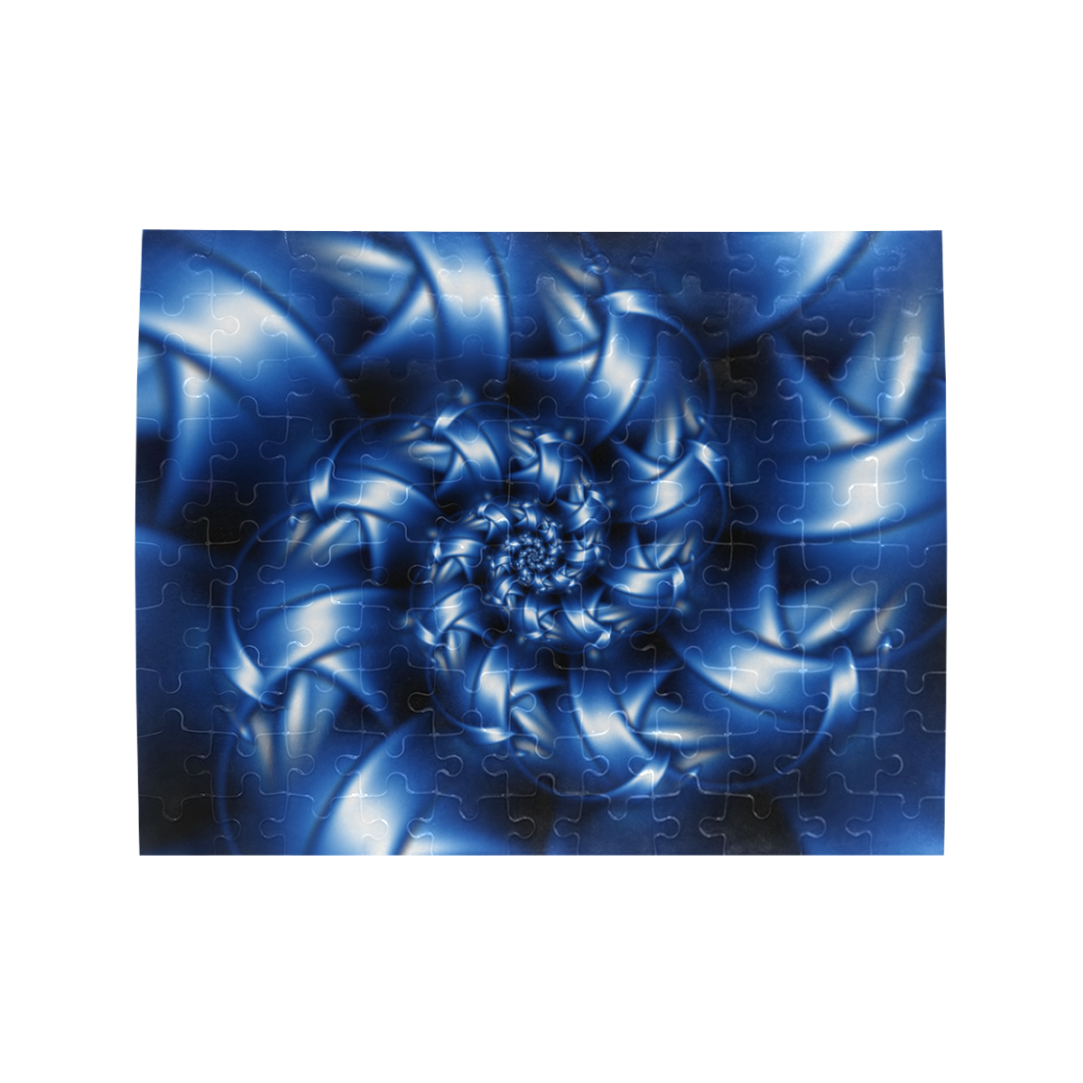 Blue Spiral Fractal Puzzle Rectangle Jigsaw Puzzle (Set of 110 Pieces)