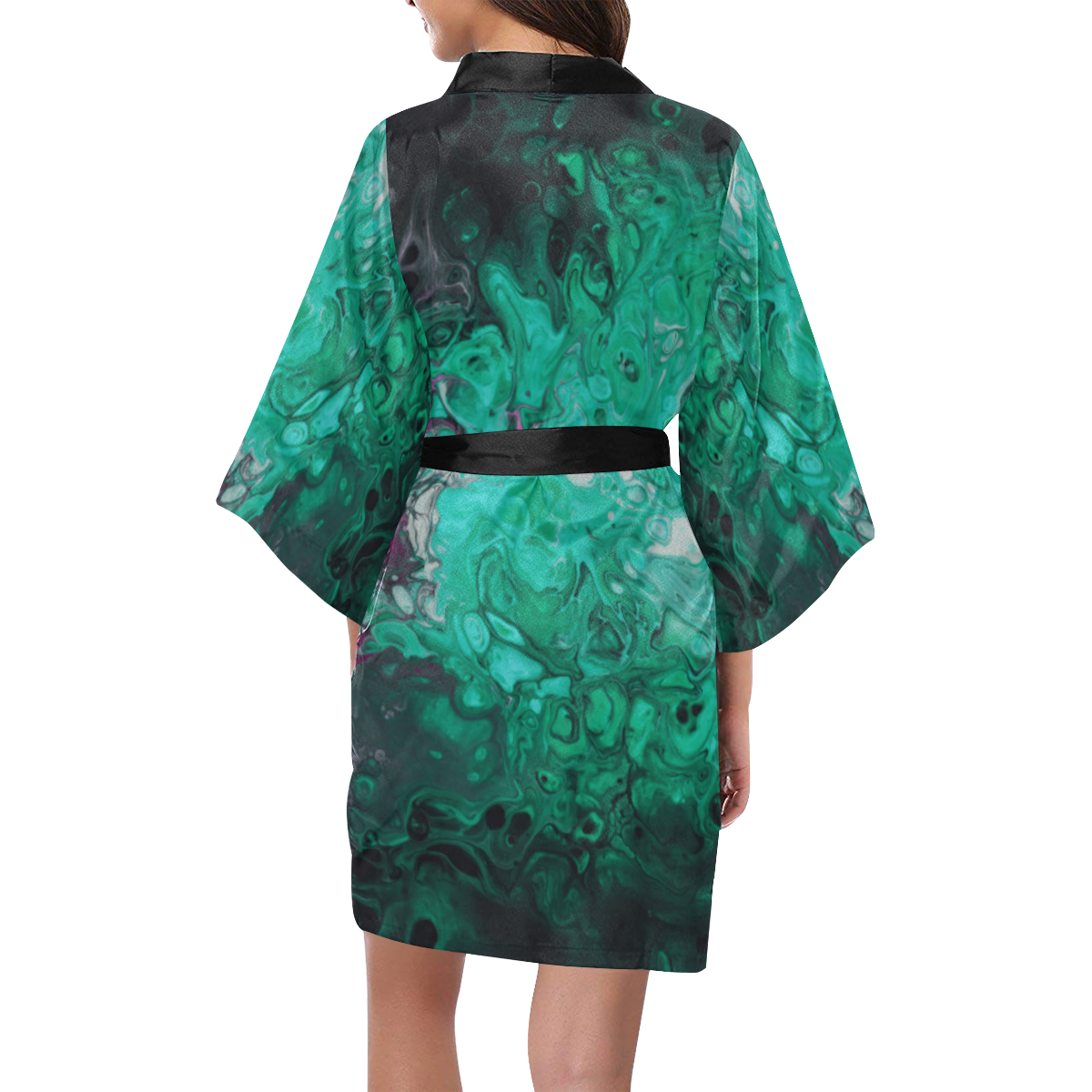 Fantasy Swirl Emerald Green & Purple. Kimono Robe