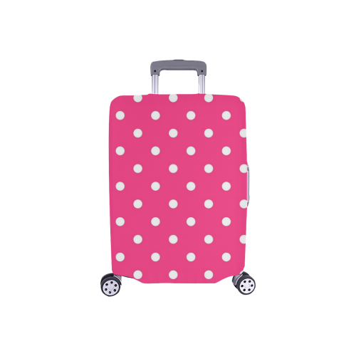 Hot Pink White Dots Luggage Cover/Small 18"-21"