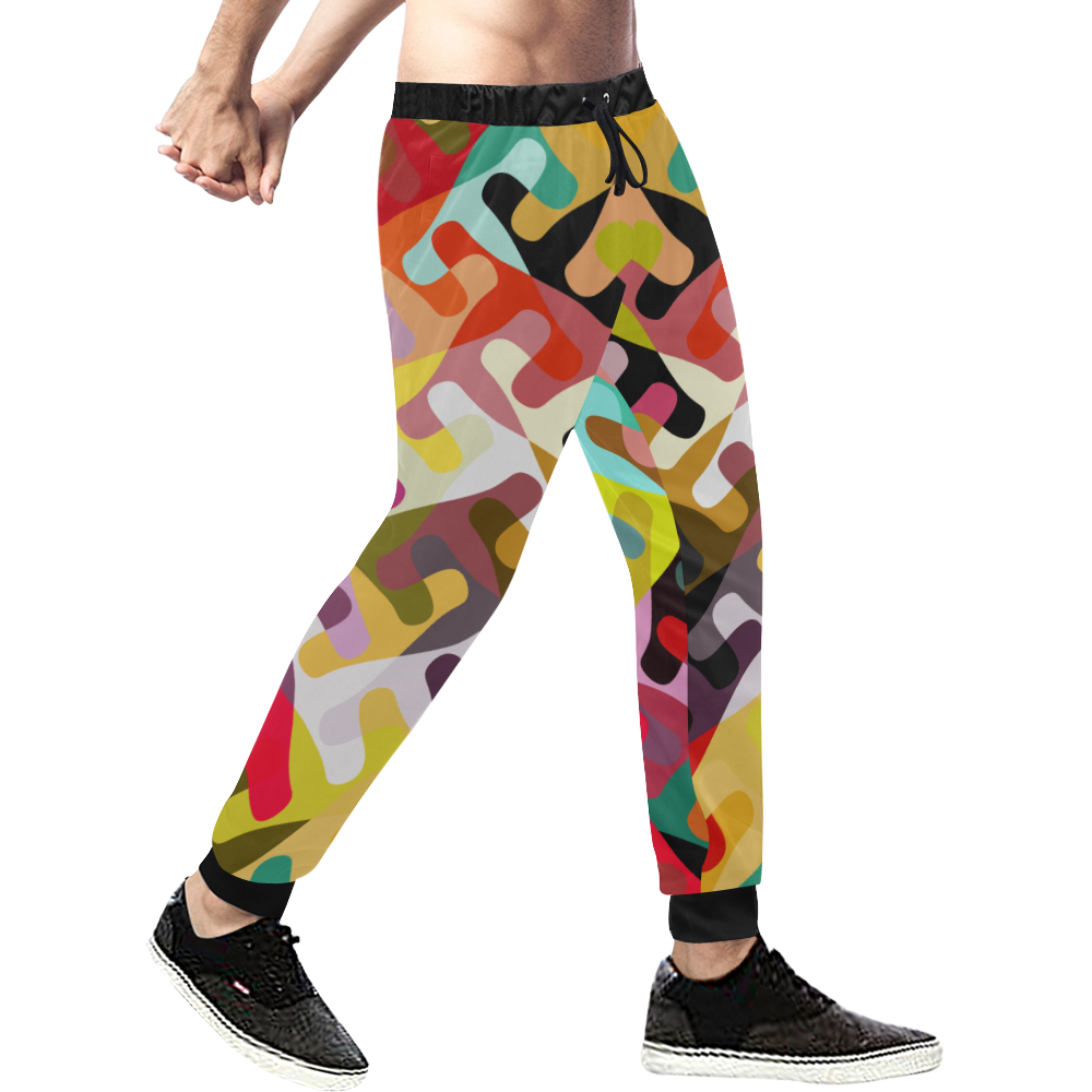 Colorful shapes Men's All Over Print Sweatpants (Model L11)