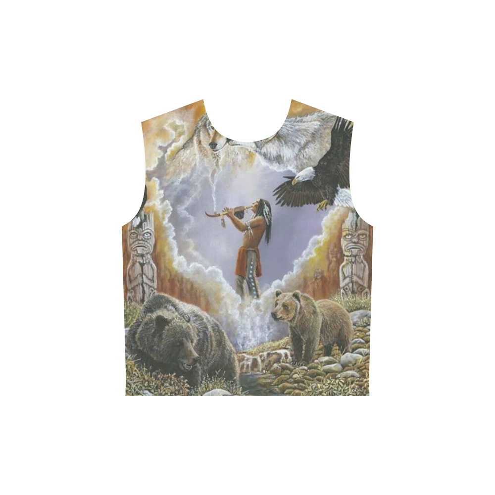 One With Nature Peace Pipe All Over Print Sleeveless Hoodie for Women (Model H15)